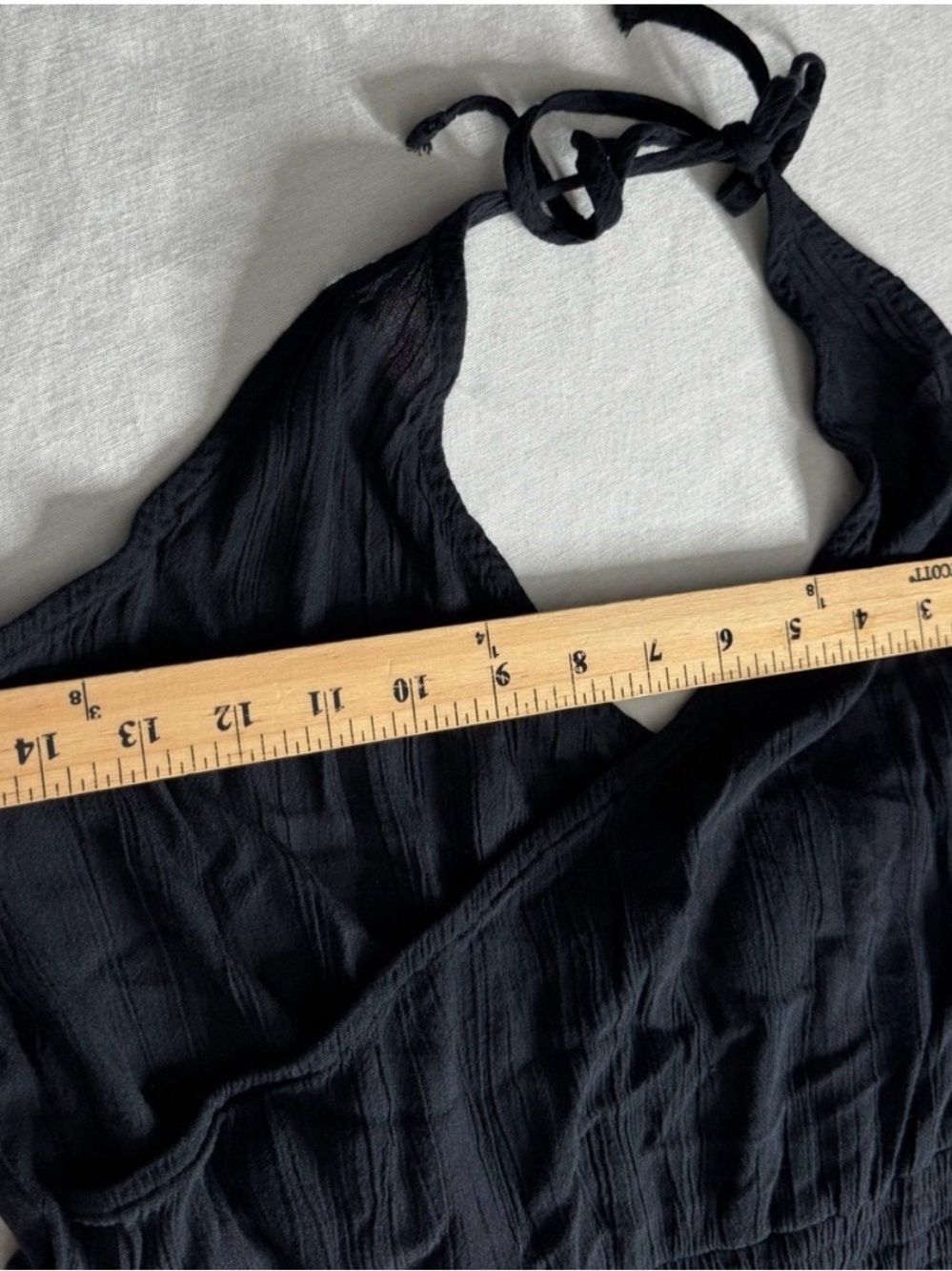 Prana Fernie Black Gauze Halter Jogger Jumpsuit Smocked Waist Womens Medium - Picture 5 of 8